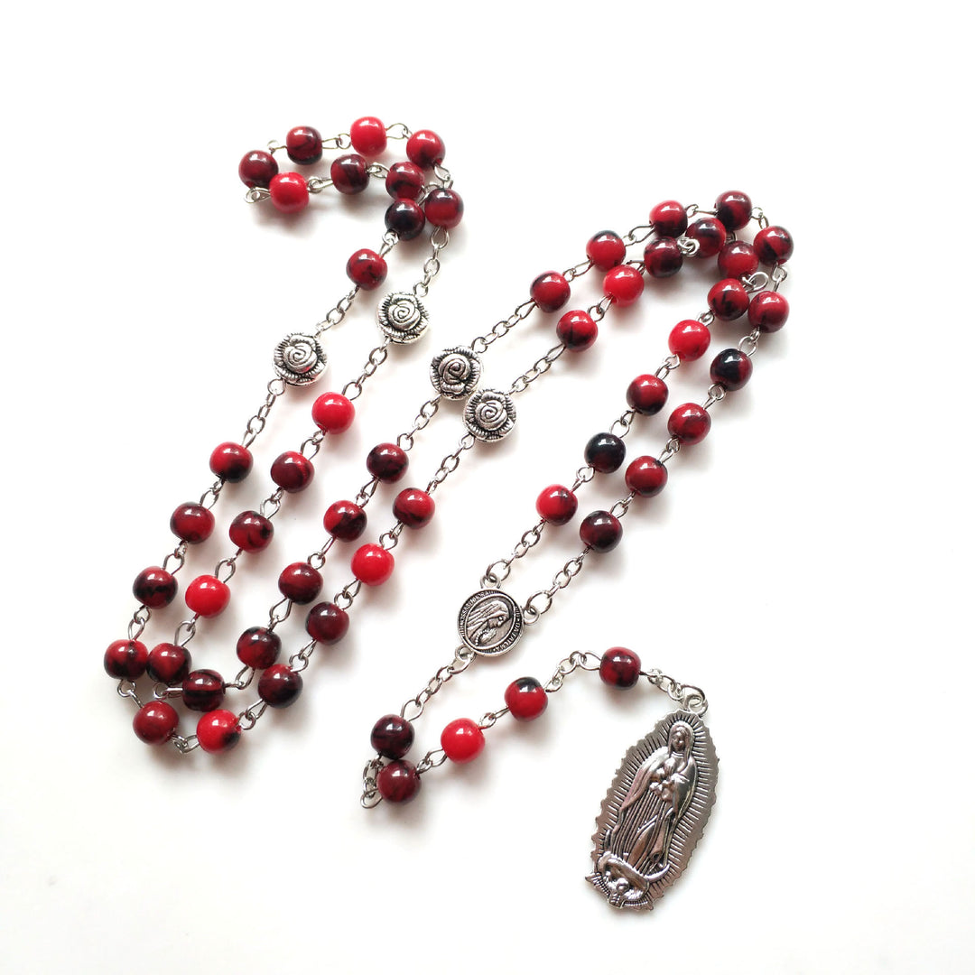 Christianartworkshop Our Lady of Fátima & Our Lady of Guadalupe of 8 mm Round Multicolor Acrylic Alloy Chain Rosary - 🔥3 PCS - image 1