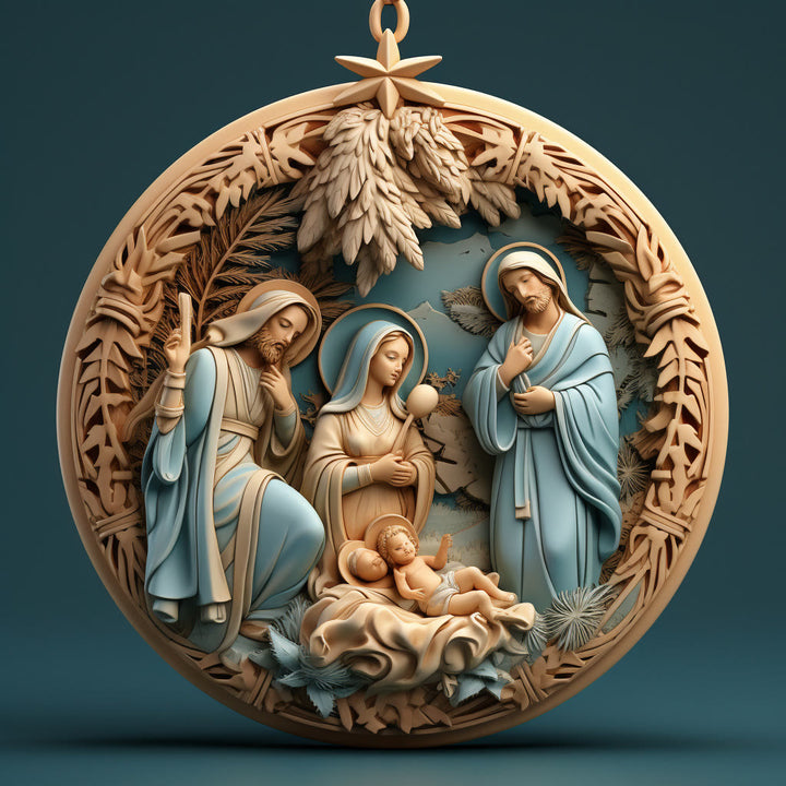 Christianartworkshop Retro Style Nativity Christmas Hanging Ornaments B - Nativity Scence - image 0