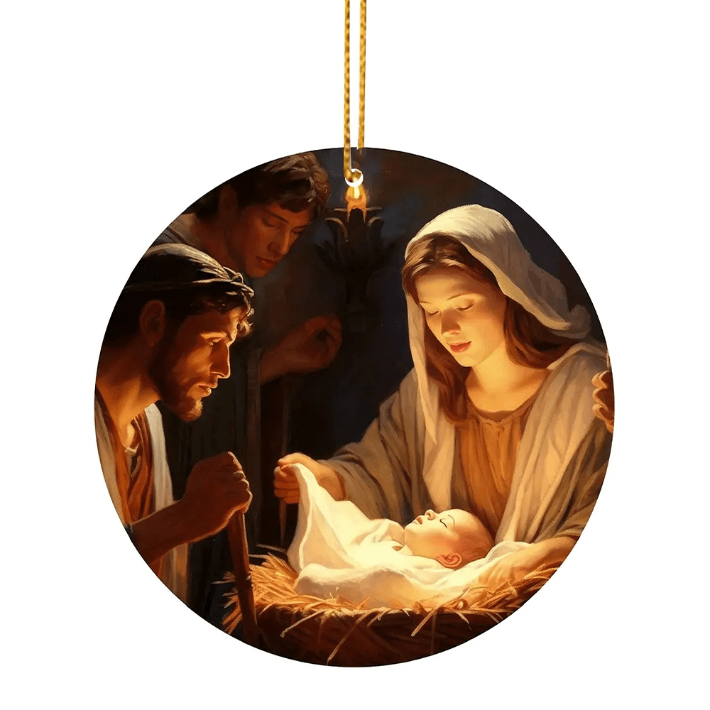 Christianartworkshop 3 Realistic Oil Painting Style Nativity Blessing Ornaments - Style 3 - image 5