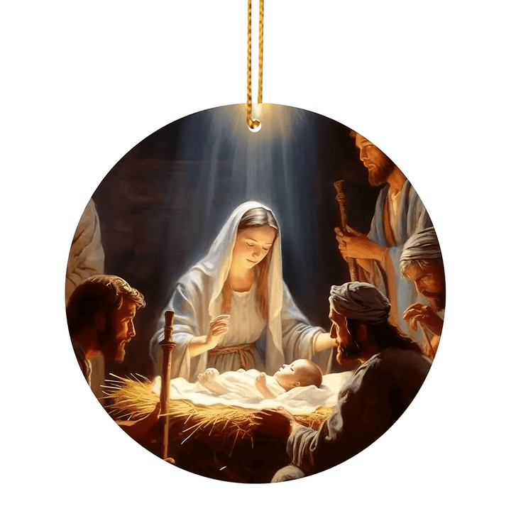 Christianartworkshop 3 Realistic Oil Painting Style Nativity Blessing Ornaments - image 5