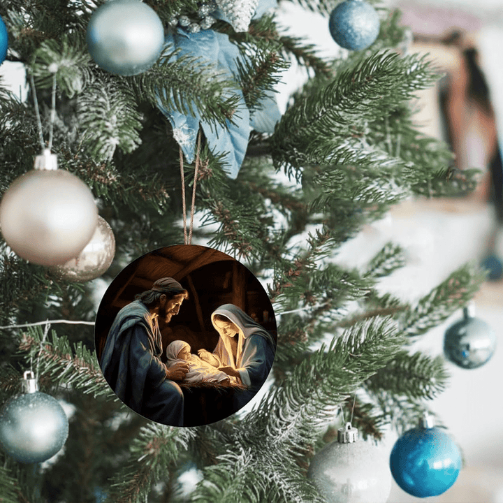 Christianartworkshop 3 Realistic Oil Painting Style Nativity Blessing Ornaments - image 2