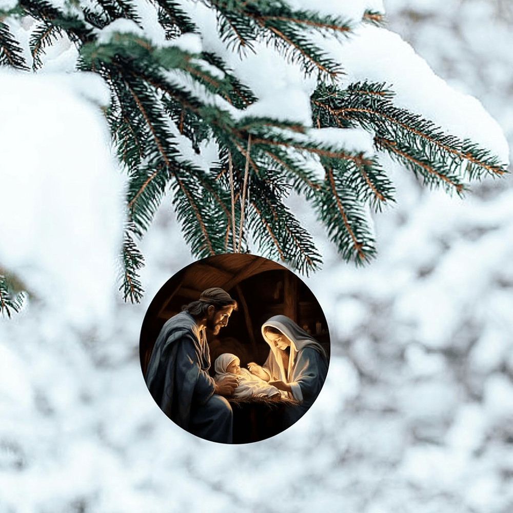 Christianartworkshop 3 Realistic Oil Painting Style Nativity Blessing Ornaments - image 3