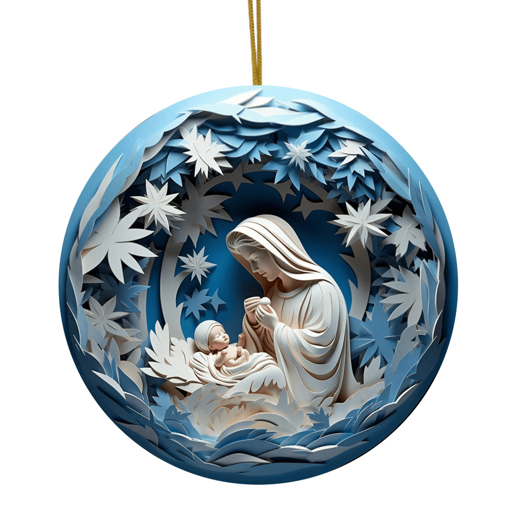 Christianartworkshop Sculptural Style Nativity Christmas Hanging Ornaments B - Nativity Scene - image 1