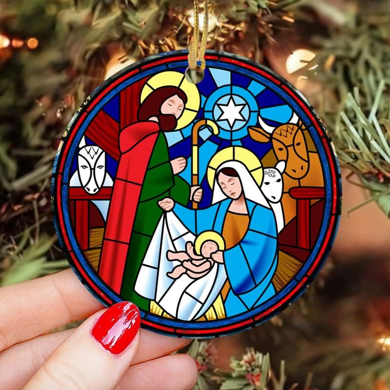 Christianartworkshop 5 Stained Glass Style Christian Scene Ornaments - Style 3 - image 4