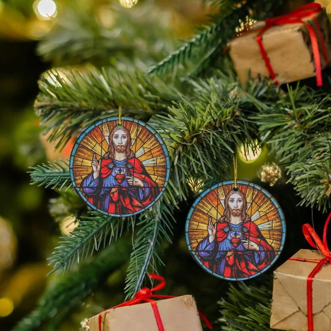 Christianartworkshop 5 Stained Glass Style Christian Scene Ornaments - image 6