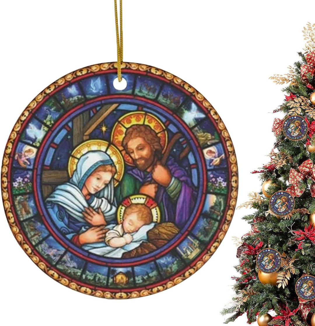Christianartworkshop 5 Stained Glass Style Christian Scene Ornaments - Style 5 - Ceramics - image 1