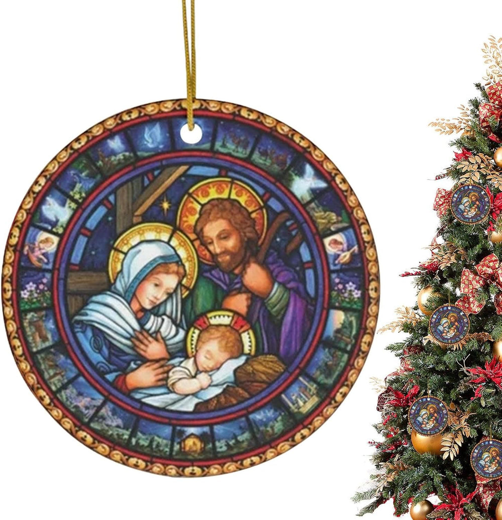 Christianartworkshop 5 Stained Glass Style Christian Scene Ornaments - Style 5 - image 2