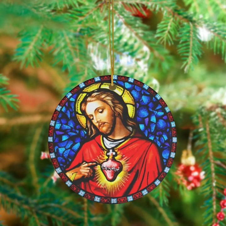 Christianartworkshop 5 Stained Glass Style Christian Scene Ornaments - Style 2 - Ceramics - image 2