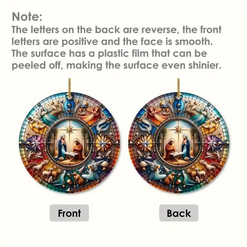 Christianartworkshop Stained Glass Styles Colorful Nativity Hanging Ornaments A - image 2