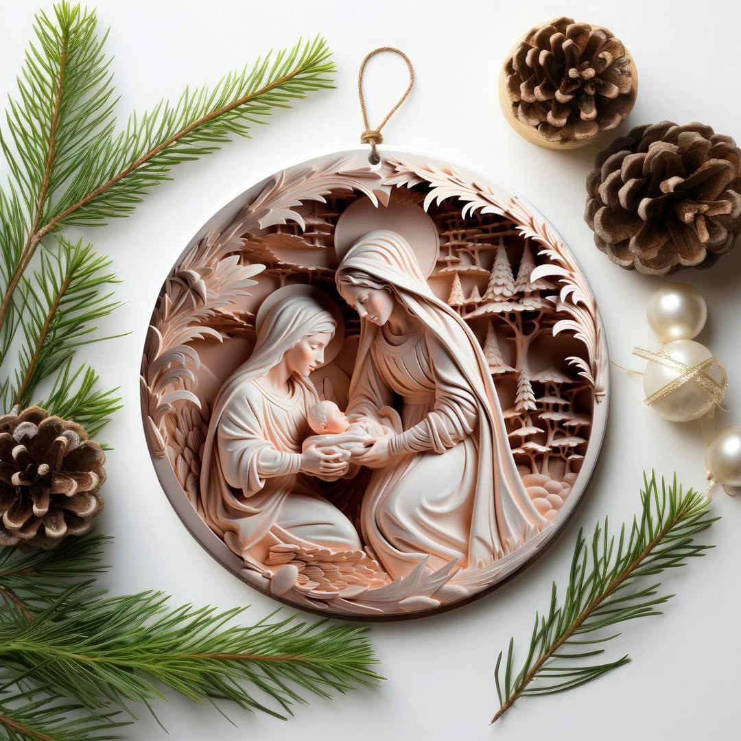 Christianartworkshop 4 Cubism Sculpture Styles Nativity Christmas Ornaments - Style 2 - image 3