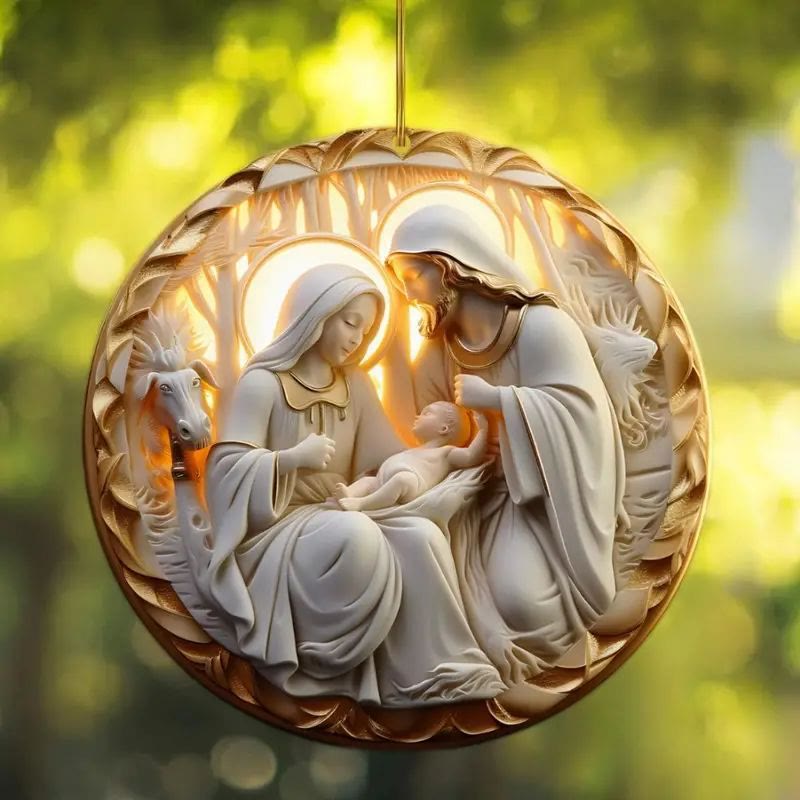 Christianartworkshop 4 Cubism Sculpture Styles Holy Family Nativity Hanging Ornaments - Style 4 - Ceramics - image 4