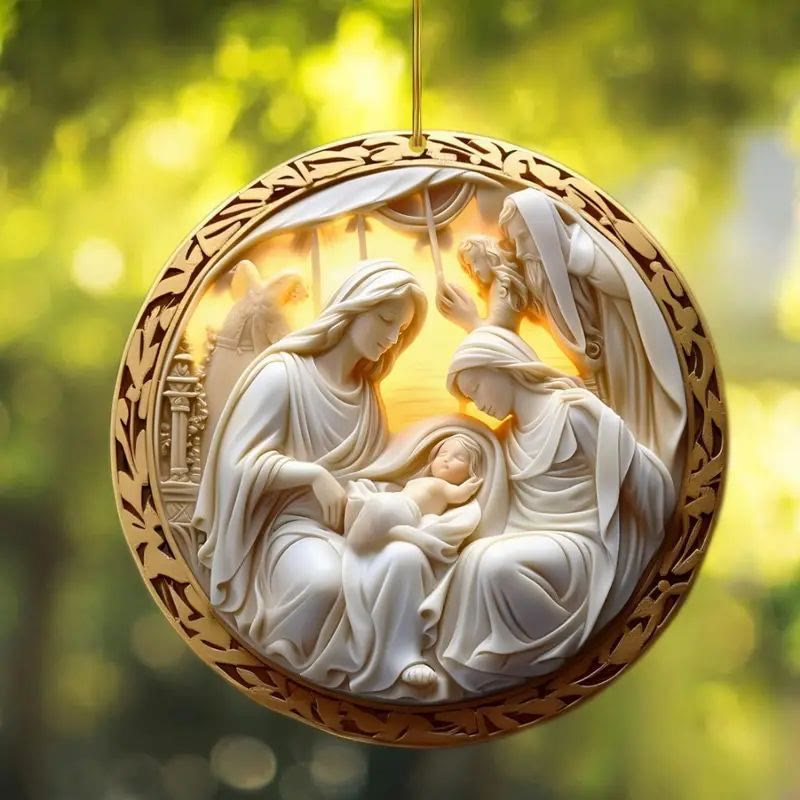 Christianartworkshop 4 Cubism Sculpture Styles Holy Family Nativity Hanging Ornaments - Style 3 - Ceramics - image 3