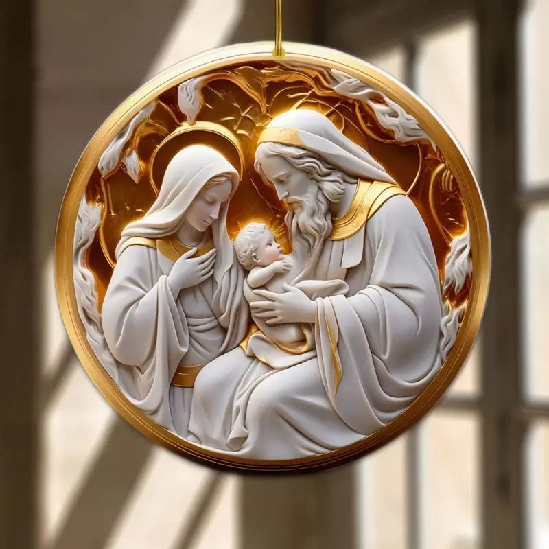 Christianartworkshop 4 Cubism Sculpture Styles Holy Family Nativity Hanging Ornaments - Style 2 - image 3