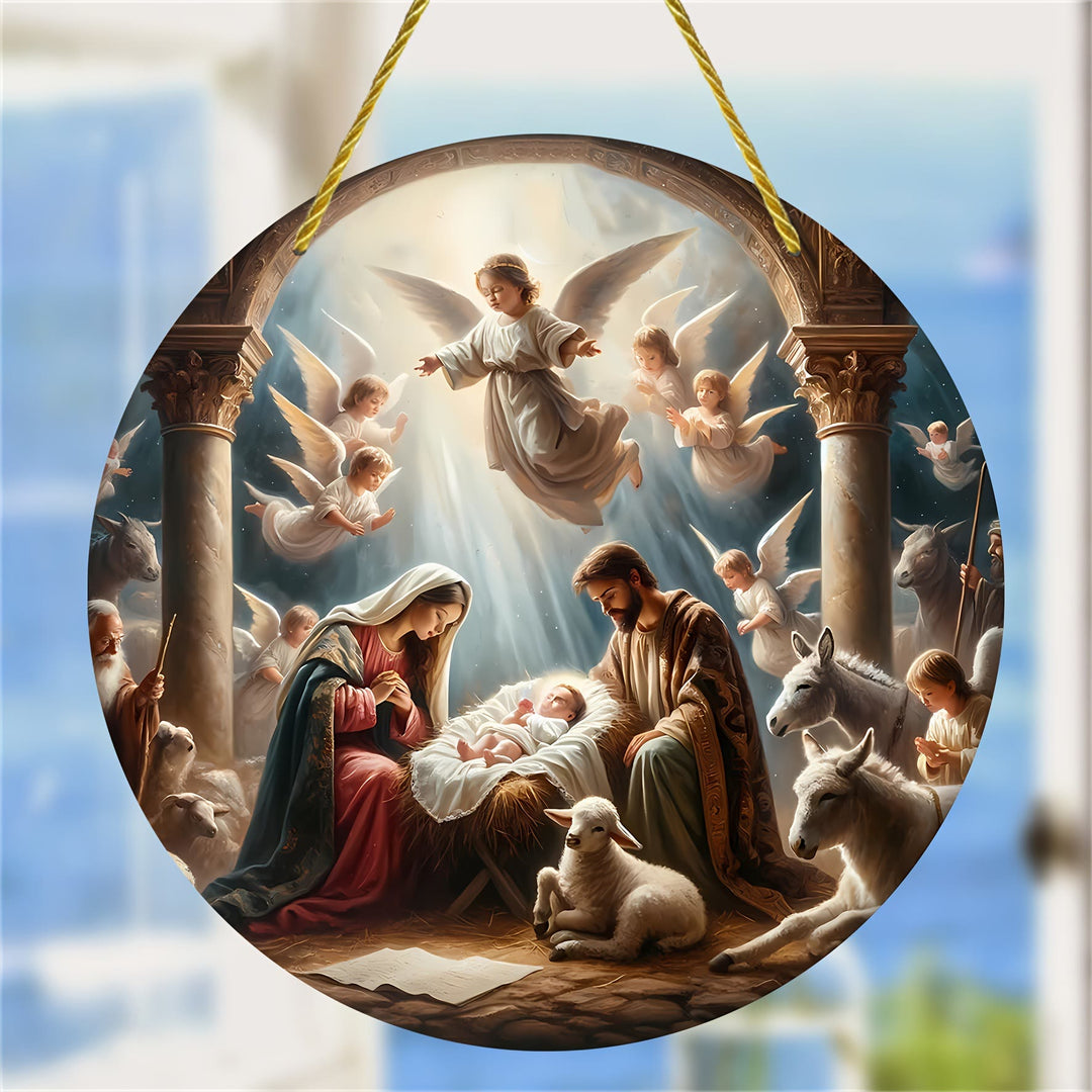 Christianartworkshop Styles Angels Nativity Scene Colorful Hanging Ornaments B - Nativity Scene - image 1