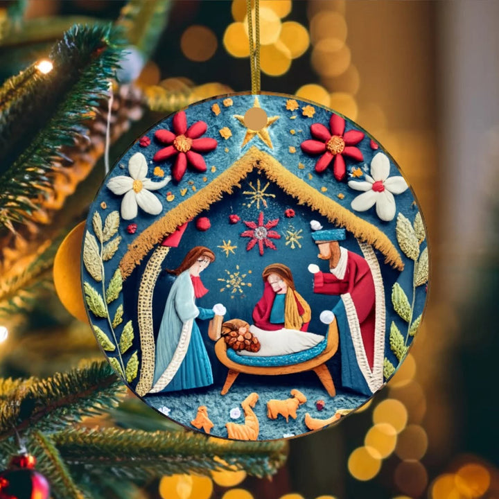Christianartworkshop Christmas Nativity Scene Christ Decor Hanging Ornaments A - Ceramics - image 0