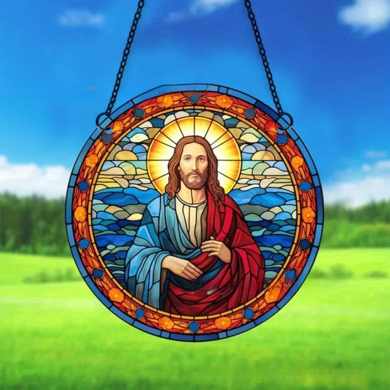 Christianartworkshop Stained Glass Style Classic Christ Scene Hanging Ornaments B - Jesus - image 1