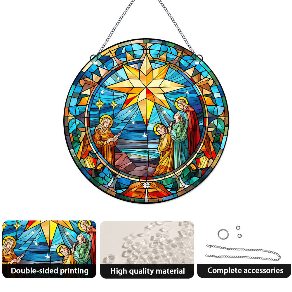 Christianartworkshop Stained Glass Styles Colorful Christ Scene Hanging Ornaments D - image 2