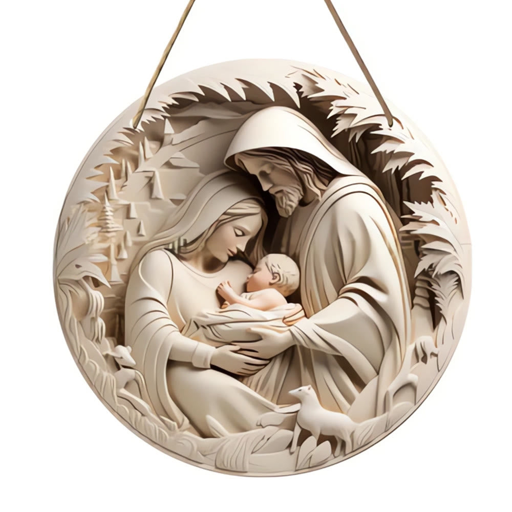 Christianartworkshop Realistic Sculpture Styles Holy Family Nativity Hanging Ornaments A - Nativity Scene - image 1