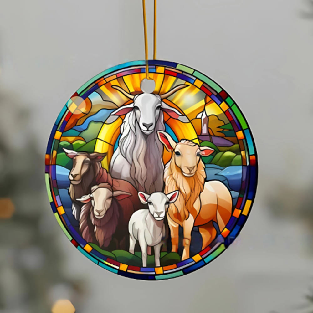 Christianartworkshop Stained Glass Styles Christian Element Hanging Ornaments A - Sheep - image 1