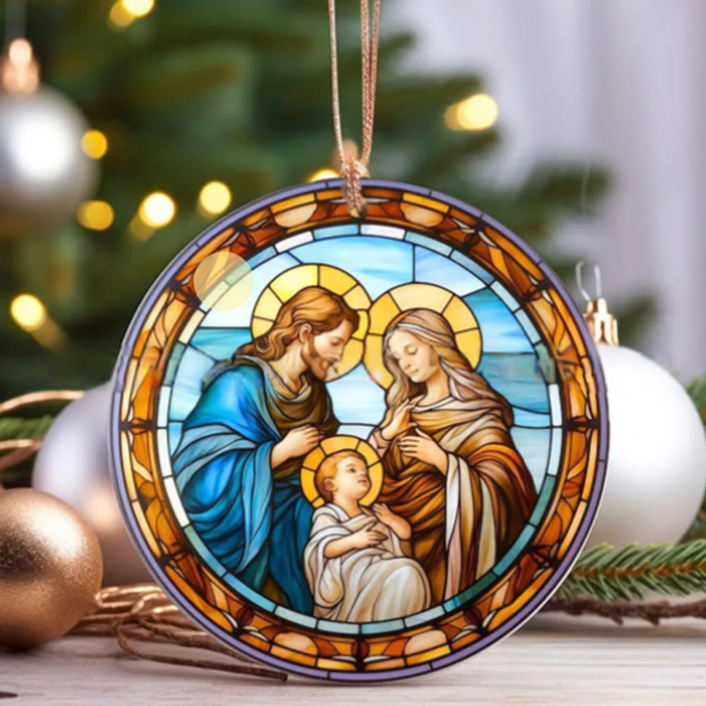 Christianartworkshop Stained Glass Styles Holy Family Christmas Colorful Ornaments B - Nativity Scene - image 1