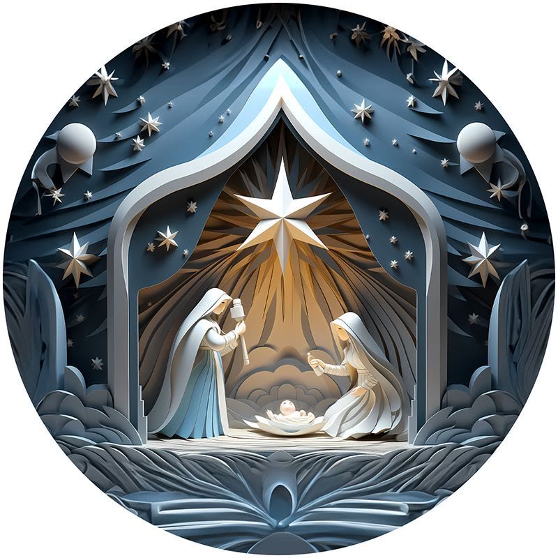 Christianartworkshop Blue Series 10 Styles Nativity Festive Decor Hanging Ornaments B - Nativity Scene - image 1