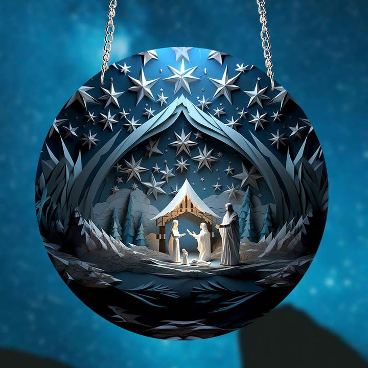 Christianartworkshop Blue Series 10 Styles Nativity Festive Decor Hanging Ornaments A - Nativity Scene - image 1