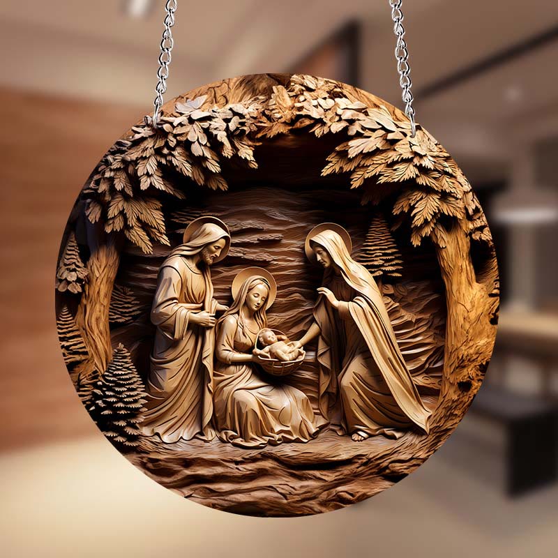 Christianartworkshop Brown Series 8 Styles Christ Nativity Festive Decor Hanging Ornaments A - Style 1 - image 1