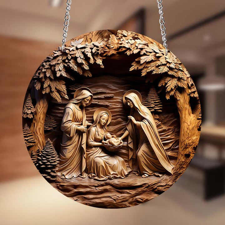 Christianartworkshop Brown Series 8 Styles Christ Nativity Festive Decor Hanging Ornaments A - Style 1 - image 1