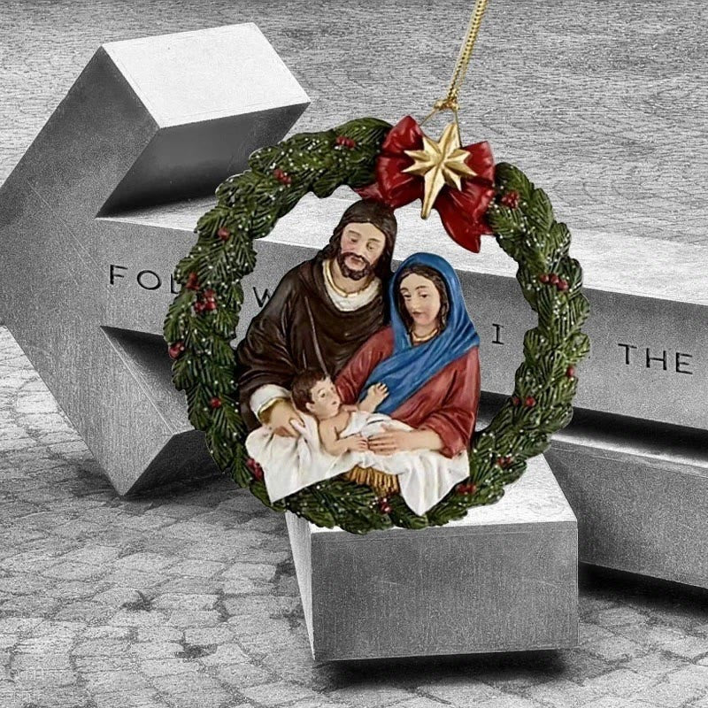 Christianartworkshop Colored Resin Model Style Holy Family Christmas Parasite Ornaments - image 2
