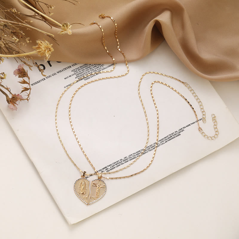 Christianartworkshopthe Our Lady of Guadalupe & Crucifix 2-in-1 Heart Stacking Necklace - image 4