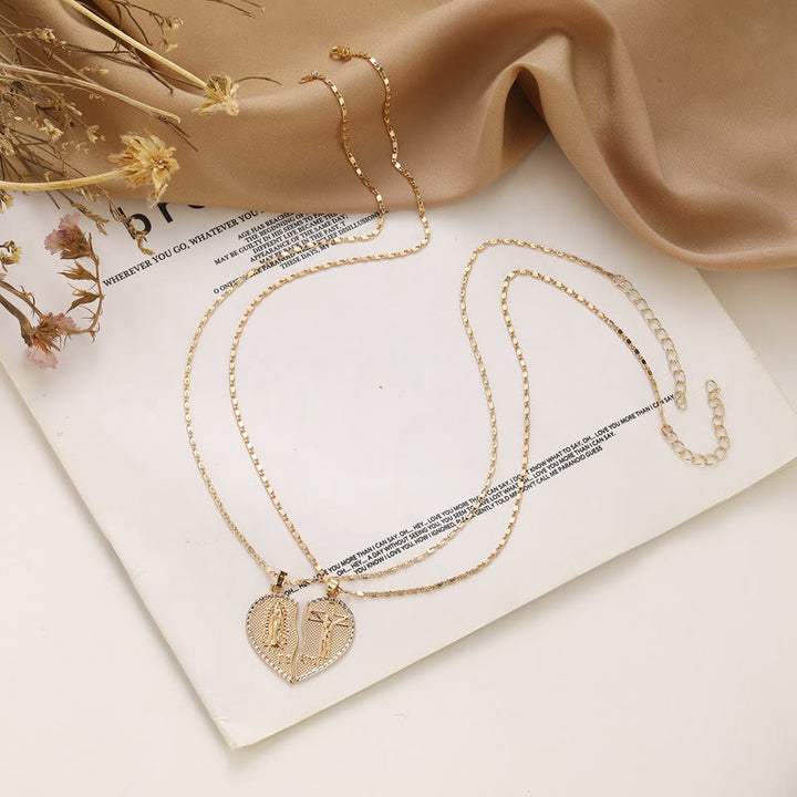 Christianartworkshopthe Our Lady of Guadalupe & Crucifix 2-in-1 Heart Stacking Necklace - image 3