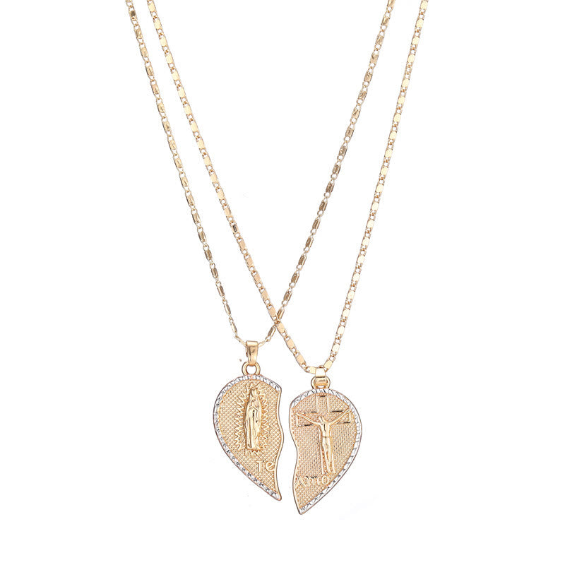 Christianartworkshopthe Our Lady of Guadalupe & Crucifix 2-in-1 Heart Stacking Necklace - image 5