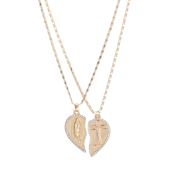 Christianartworkshopthe Our Lady of Guadalupe & Crucifix 2-in-1 Heart Stacking Necklace - image 5