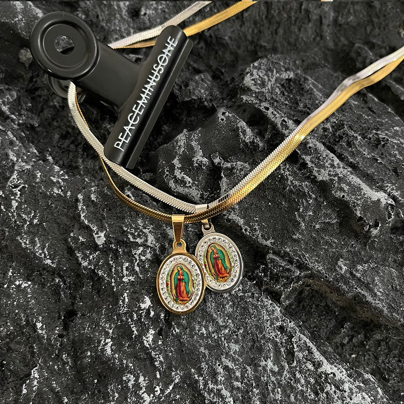 Christianartworkshopthe Our Lady of Guadalupe Snake Bone Chain Colorful Necklace - image 2