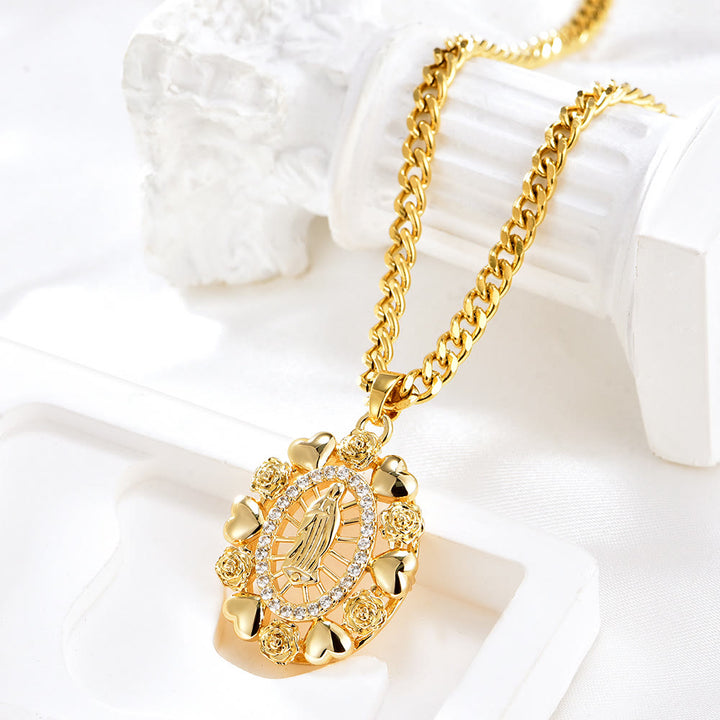 Christianartworkshopthe Our Lady of Guadalupe Virgin Mary Golden Necklace - image 3