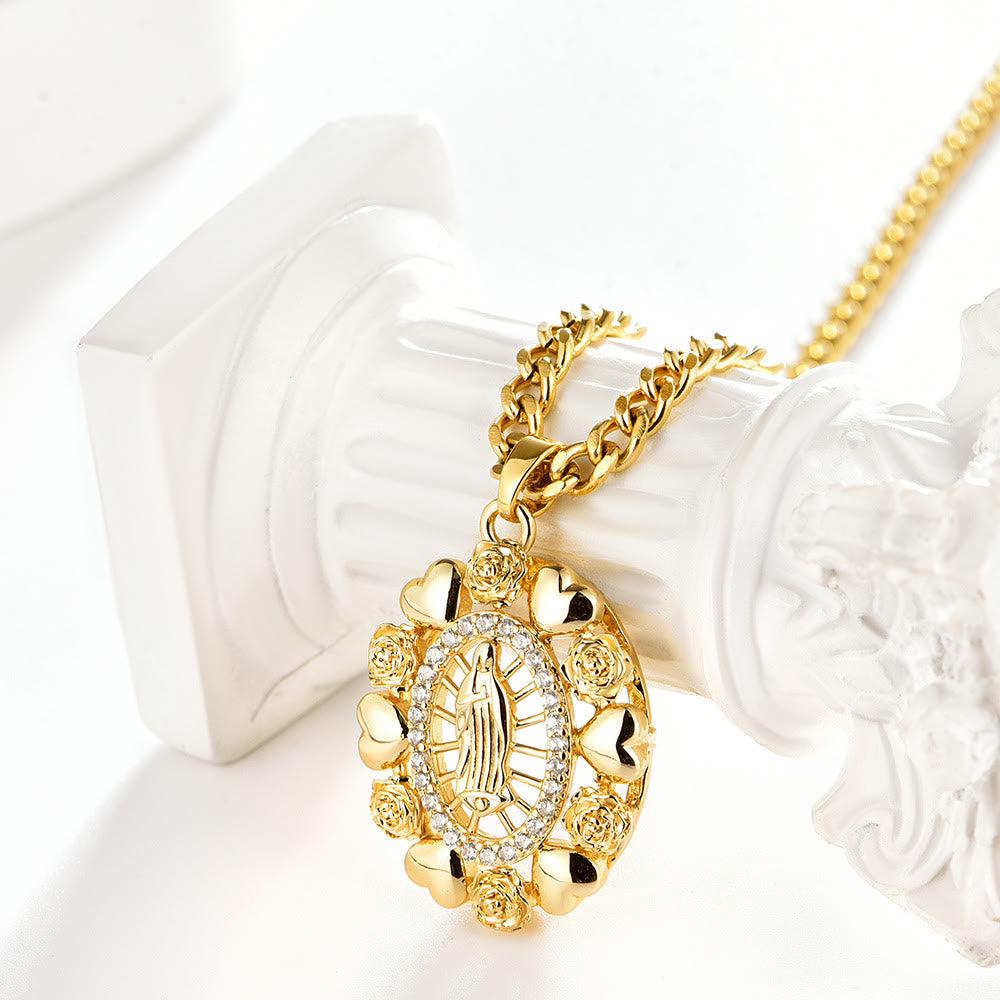 Christianartworkshopthe Our Lady of Guadalupe Virgin Mary Golden Necklace - Golden - image 1
