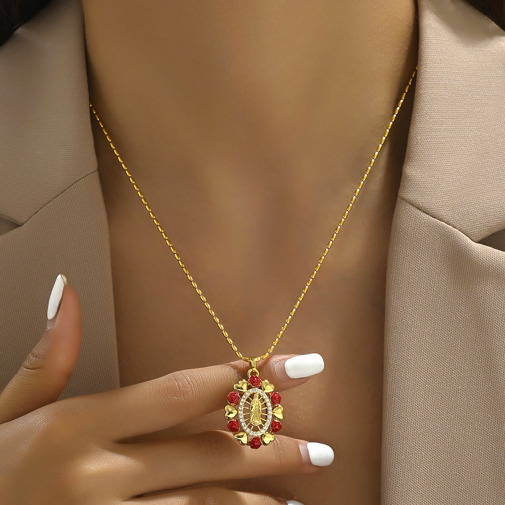Christianartworkshopthe Our Lady of Guadalupe Virgin Mary Golden Necklace - image 5