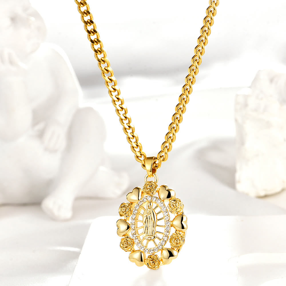 Christianartworkshopthe Our Lady of Guadalupe Virgin Mary Golden Necklace - image 4