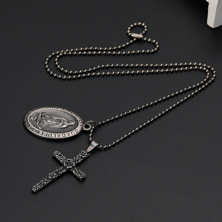Christianartworkshop Our Lady of Guadalupe & Cross Exquisite Retro Titanium Necklace - image 3