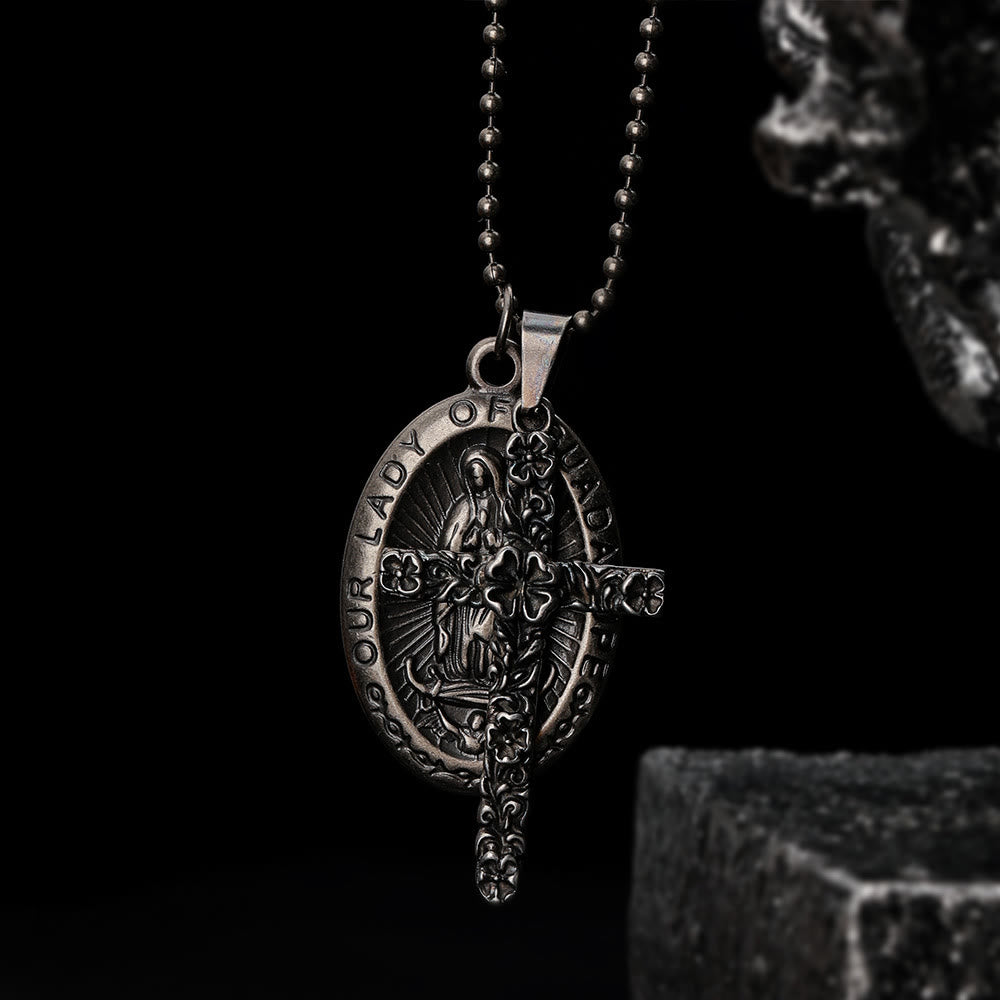 Christianartworkshop Our Lady of Guadalupe & Cross Exquisite Retro Titanium Necklace - image 2