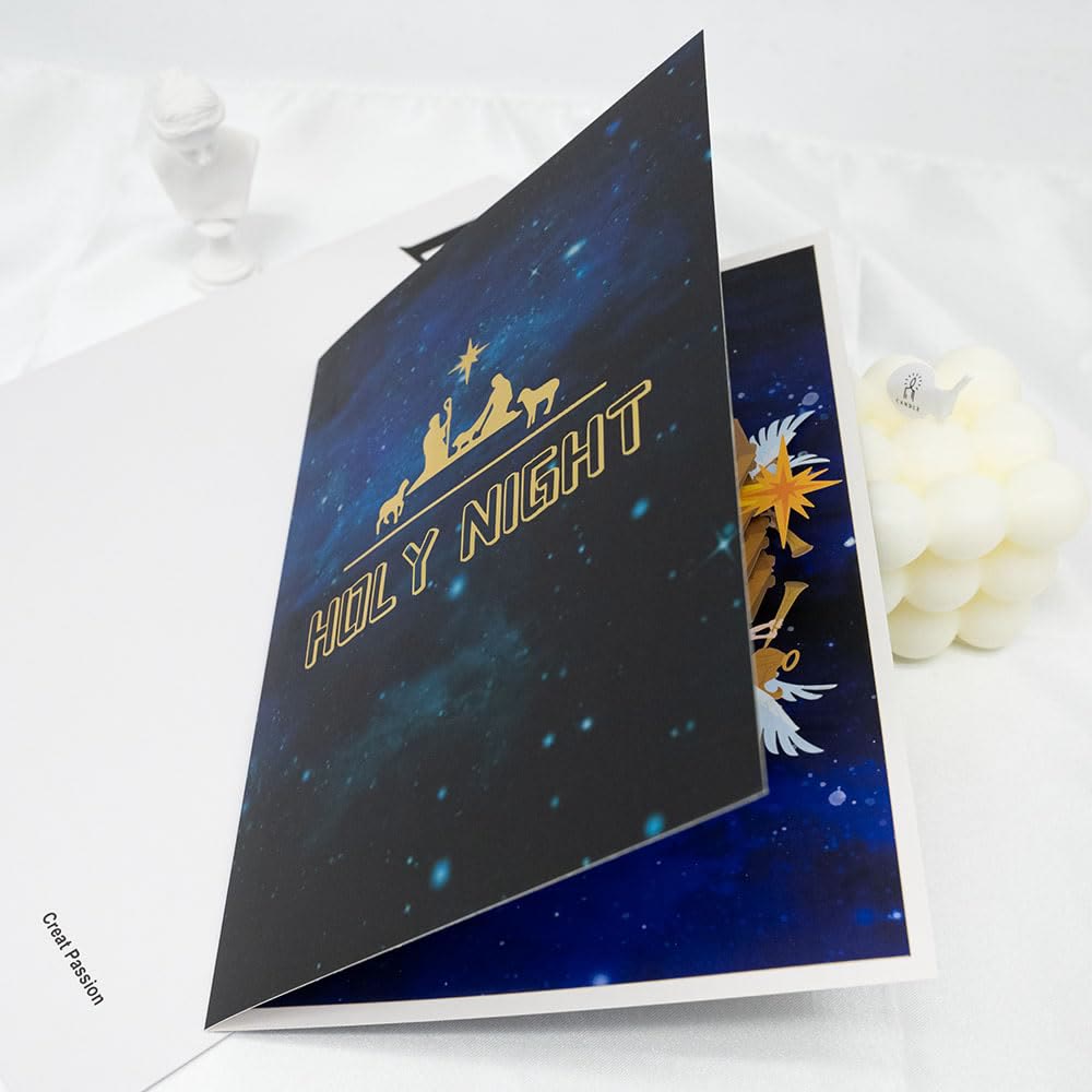 Holy Night Nativity 3d Paper Blessing Message Greeting Card - image 4