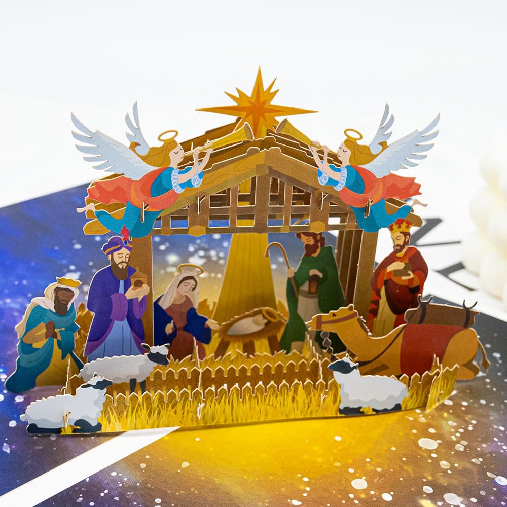 Holy Night Nativity 3d Paper Blessing Message Greeting Card - image 3
