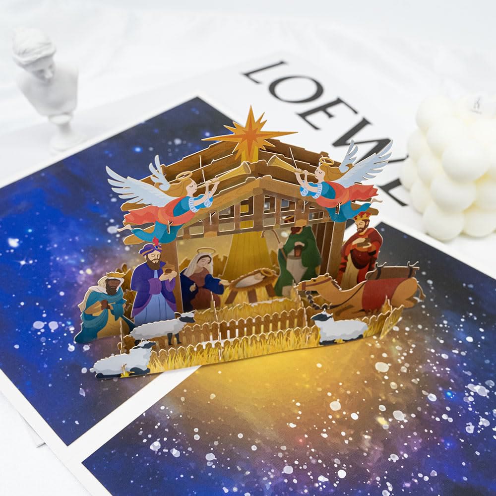 Holy Night Nativity 3d Paper Blessing Message Greeting Card - Nativity - image 1