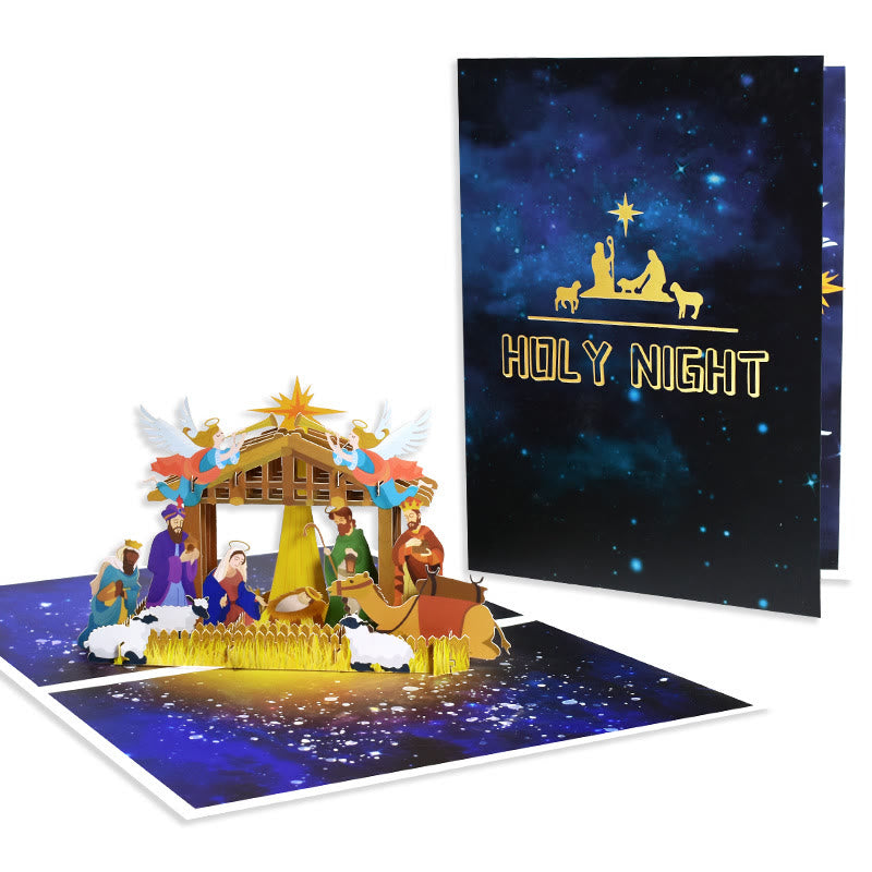 Holy Night Nativity 3d Paper Blessing Message Greeting Card - image 2
