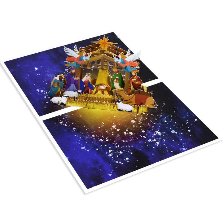 Holy Night Nativity 3d Paper Blessing Message Greeting Card - image 7