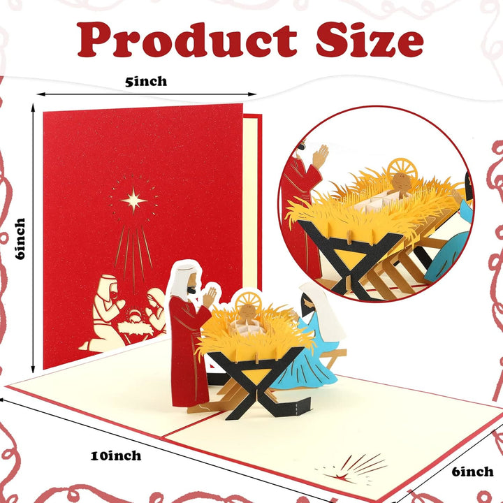 Christ Nativity 3d Paper Red Blessing Message Greeting Card - image 3