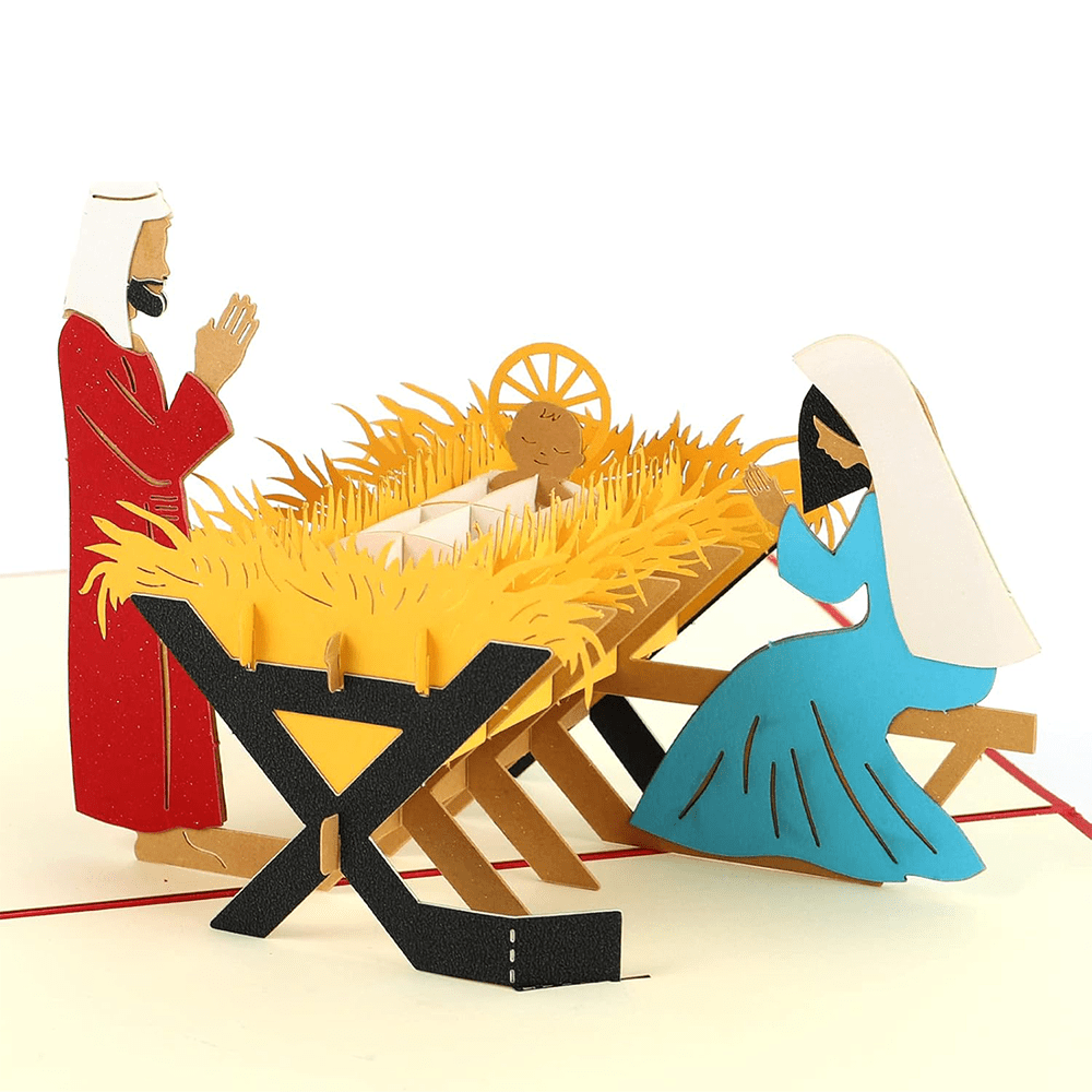 Christ Nativity 3d Paper Red Blessing Message Greeting Card - image 2