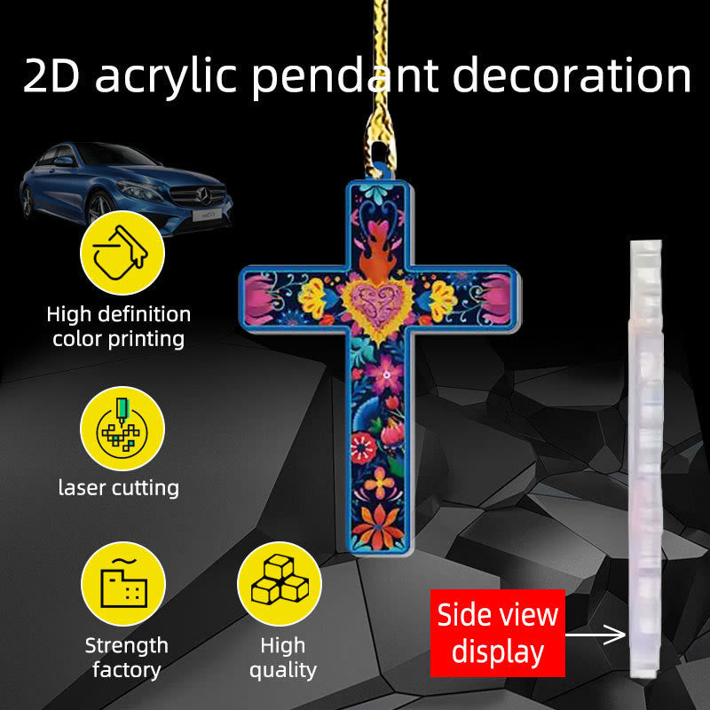 Christianartworkshop 4 Flowery Style Cross Decor Hanging Ornaments - image 3