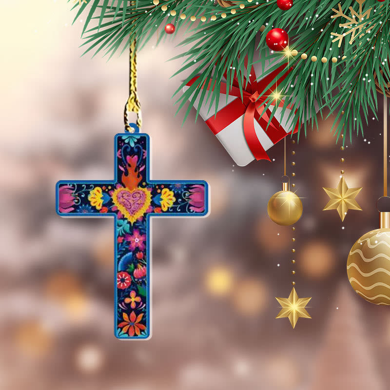 Christianartworkshop 4 Flowery Style Cross Decor Hanging Ornaments - Style-2 - image 2
