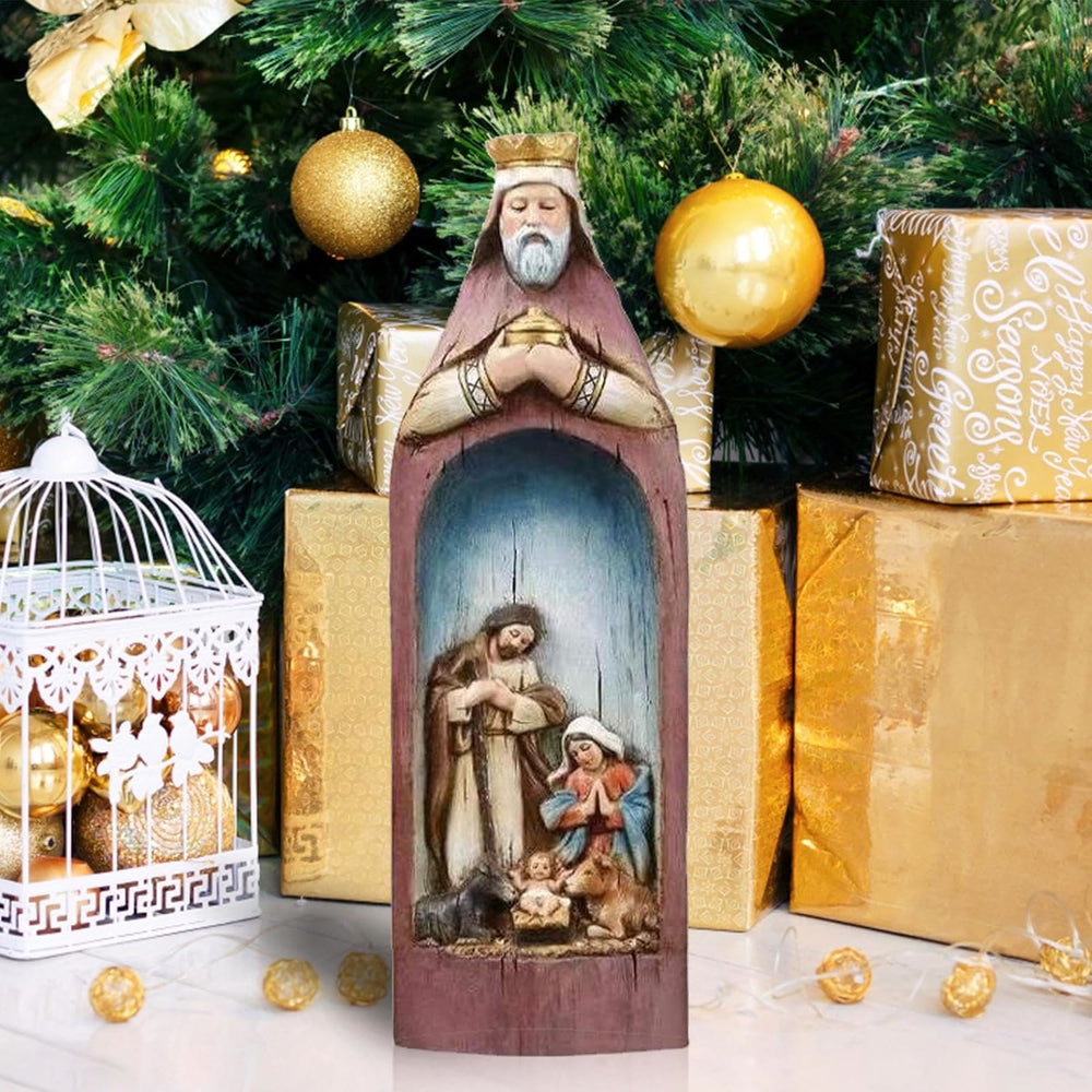 Christianartworkshop Realistic Style Resin Stereoscopic Colorful Nativity Desktop Decorations Ornament - Purple-Holy Family - image 2